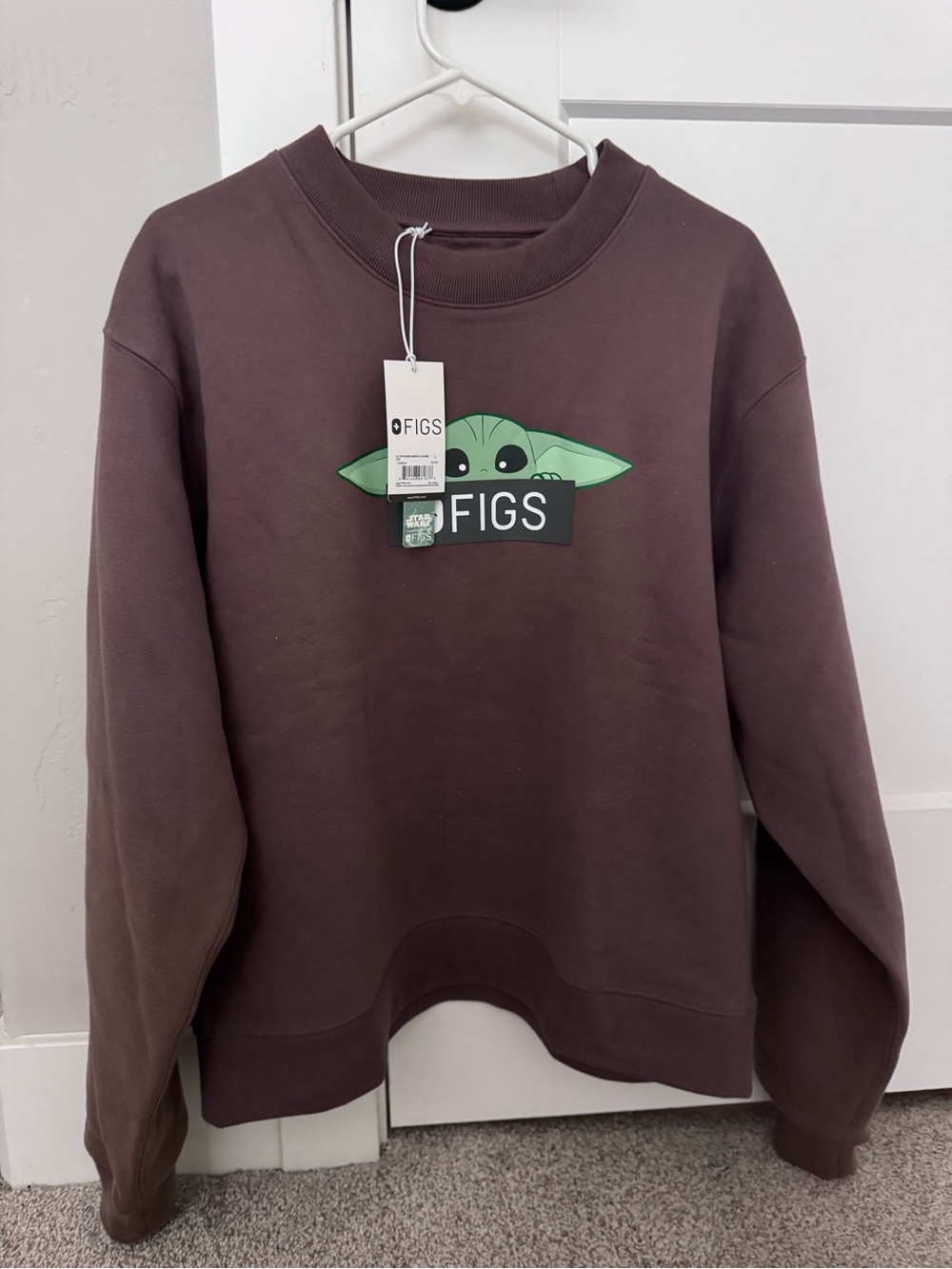 FIGS Crewneck Sweatshirt in Deep Brown with Green Graphic